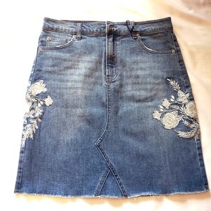 For the Republic Embellished Jean Skirt